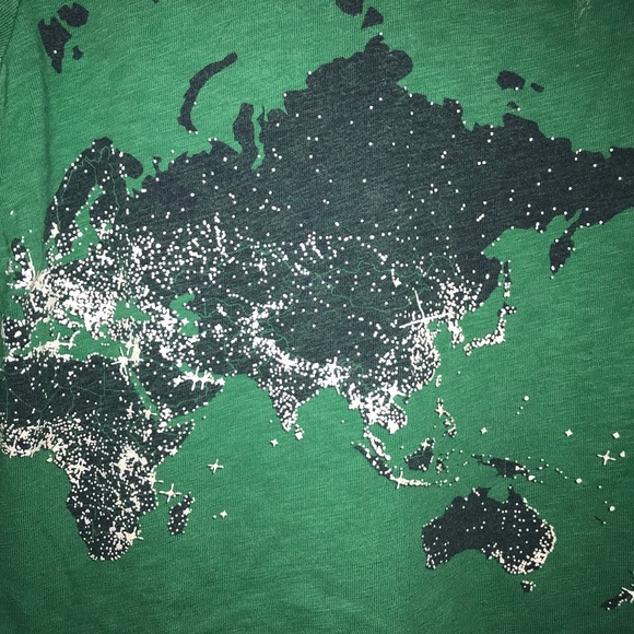 Crew Cuts top, green with world map & Santa in front of the moon, glows in dark - Picture 3 of 9